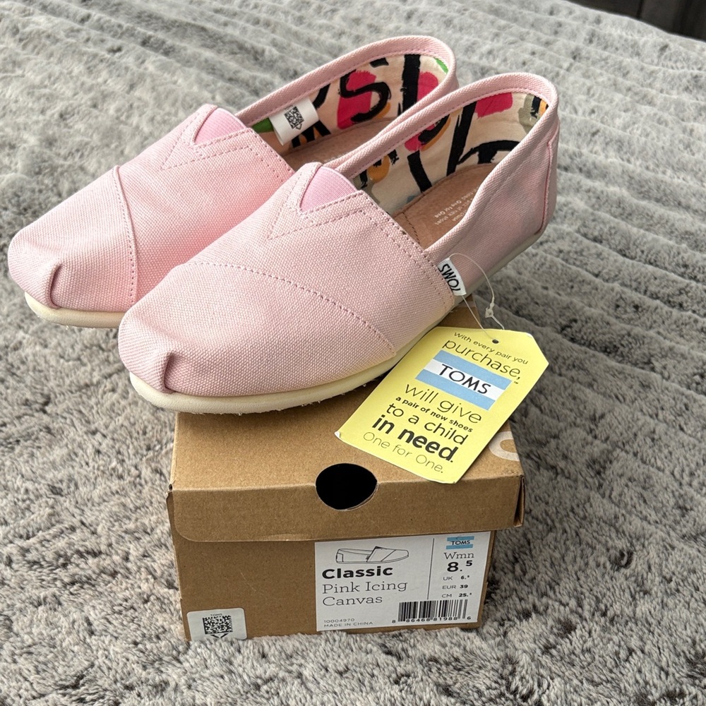 TOMS Pink Icing Canvas Slip-Ons